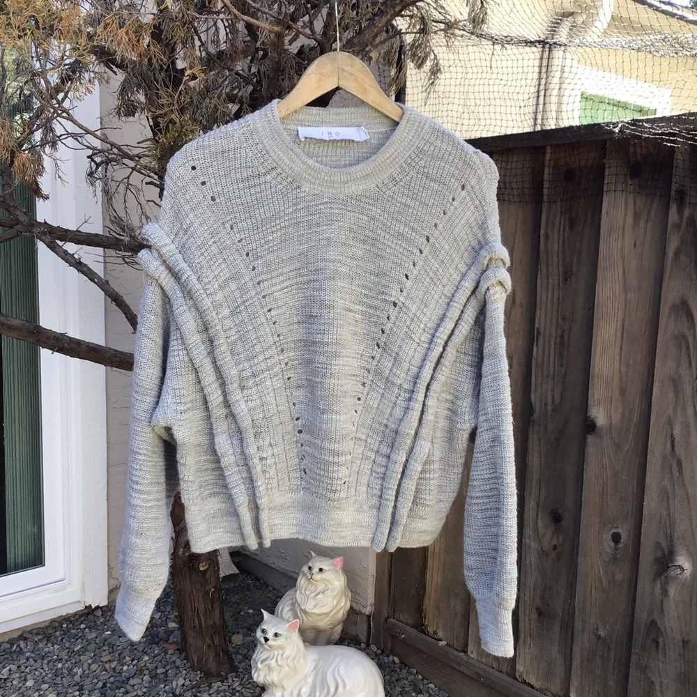 IRO Paris Amos sweater women’s small linen polyester blend tan knit designer